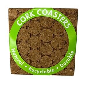 Cork Drink Coasters 6 Pk NIP!